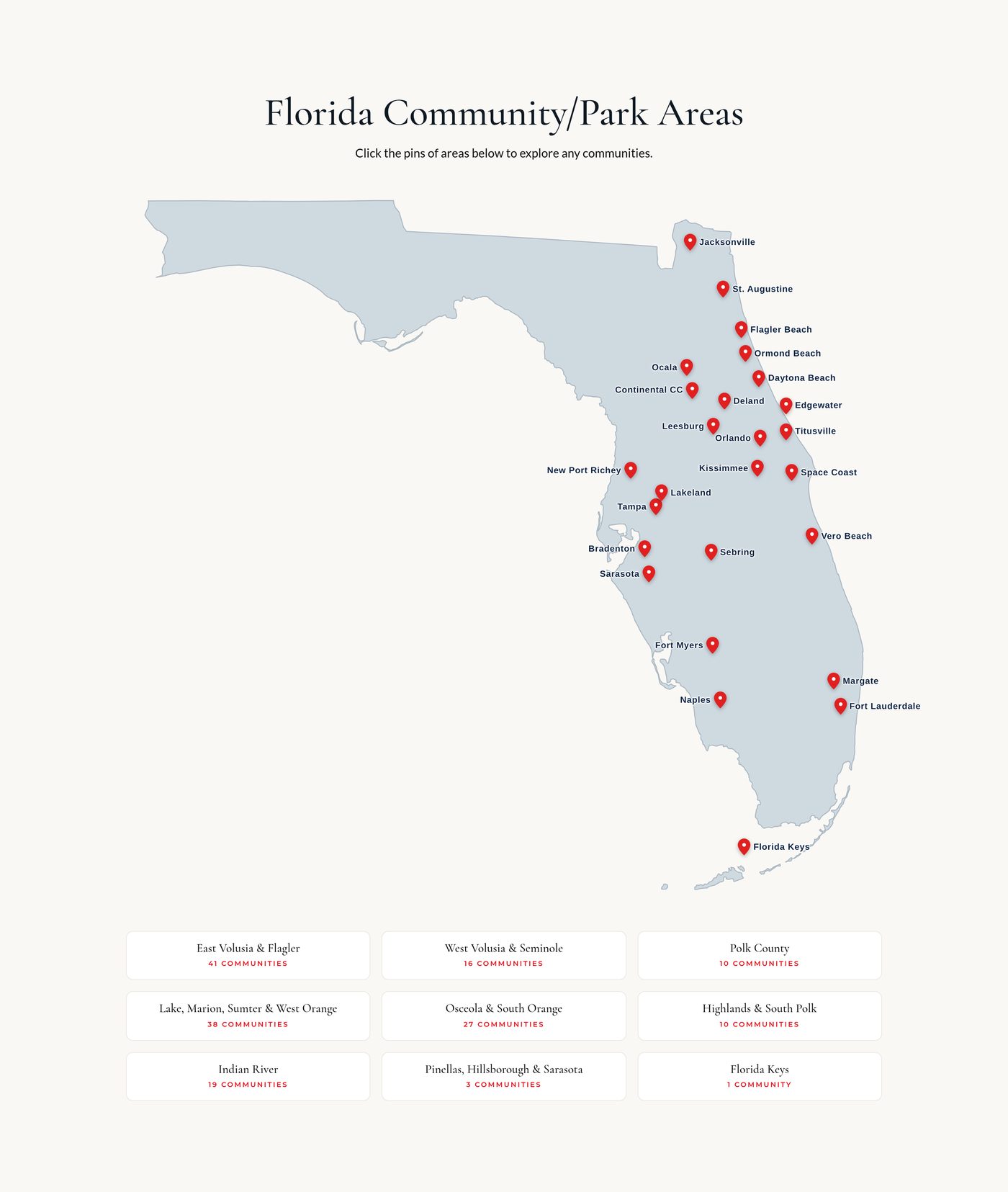 Florida community map on fourstarhomes.com